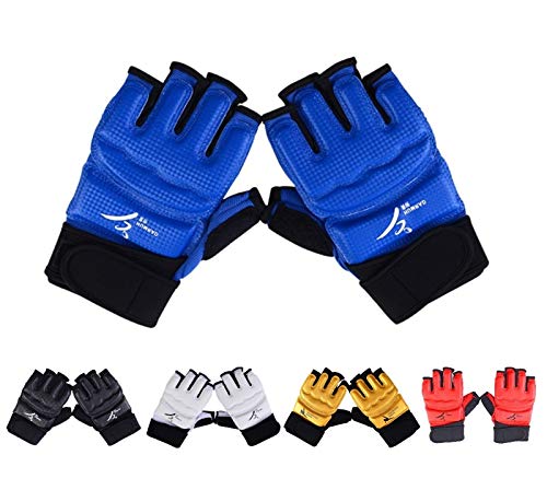 Taekwondo Karate Gloves Sparring Gear Foot Protector Set, Enhanced Protection Foot Guards Half Finger Glove for Men Women Martial Arts Boxing Training MMA TKD Kickboxing