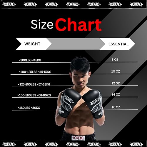Yokkao Muay Thai Boxing Gloves – Essential Gloves for Beginners Men & Women Microfiber Leather Multi-Layered Foam Padding & Secure Fit - size: 8oz