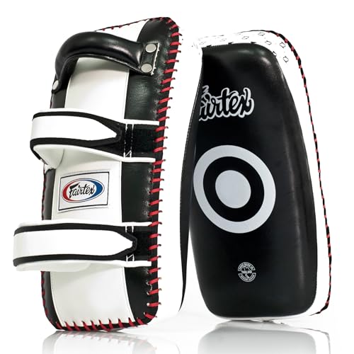 Fairtex Curved Muay Thai Pads, Kickboxing Punching Kicking Striking Shield - color: Black/White, size: Standard