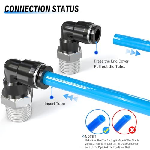 TAILONZ PNEUMATIC Male Elbow 8mm Tube OD x 1/8 Inch NPT Thread 90 Push to Connect Fittings PL8-N1 (Pack of 10) - size: 8mm OD 1/8''MNPT