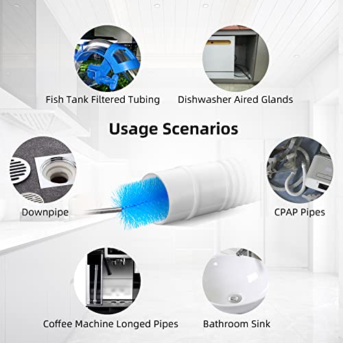 39" Pipe Brushes Tube Cleaning Brush Flexible, Feeding Tube Brush Hose Cleaner Brush Long Metal Pipe Cleaner Brush for Drain Hole Dredging - Double-Headed Spring Brush - Blue