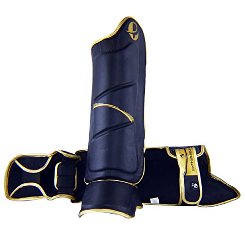 Ultimate - Elite Blackout Shin Instep - MMA Boxing Muay Thai Training & Safety - size: Large-X-Large