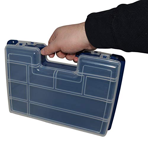 Science Purchase Double Sided Storage Box, 22 Slots (14 Fixed, 6 Adjustable) for Beads, Crafts, Hobby Modeling, Electrical Components, and other Small Parts - Flexible Polypropylene with Handle