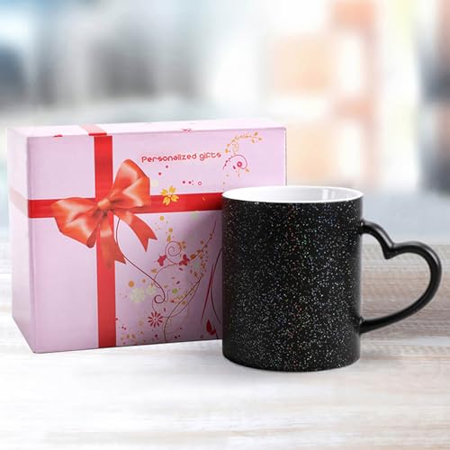 Retro Fish Color Changing Mug Heat Sensitive Coffee Mug Magical Ceramic Coffee Cup Personalized Tea Cup Message Appears As It Heats Novelty Gift for Family Friend