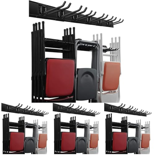 Wallmaster Garage Storage Organization Wall Mount Folding Chair Hangers, 6Hooks+3Panels (Pack of 4) - size: 6Hooks+3Panels (Pack of 4)
