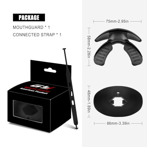 Gy Football Mouth Guard Football Mouthpiece, Mouthguard with Strap for Hockey/Lacrosse/Wrestling/Boxing/Basketball, Fits Adults/Youth/Kids 11+ (Black) - color: Black