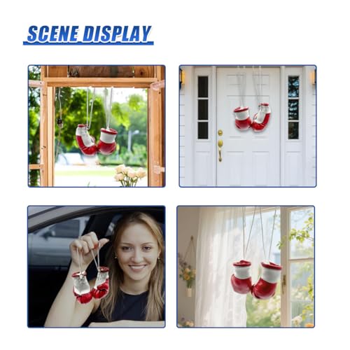Mini Boxing Gloves Car Rearview Mirror Charm (Red) - color: Red