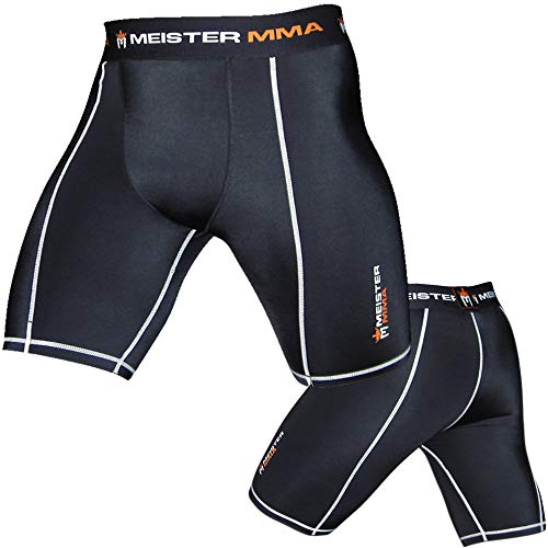 Meister MMA Compression Rush Fight Shorts w/Cup Pocket - color: Black, size: 40-41