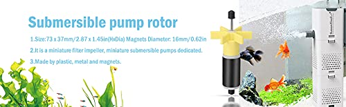 Homeswitch 16mm (0.63") Replacement Filter Impeller Submersible Water Pump Rotor Yellow 73x35x16mm(2.87"x1.38"x0.63")(LxWxD)