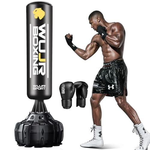 70'' Freestanding Punching Bag with Boxing Gloves Heavy Boxing Bag with Suction Cup Base for Adult Men Stand Kickboxing Bag