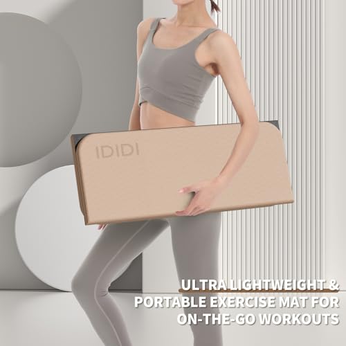 Foldable Exercise Pad Extra Thick 1.2" x 14" x 24" - color: Beige+Black