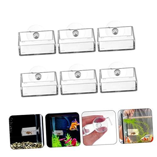 LIOOBO 6pcs Acrylic Aquarium Feeding Plates Suction Cups Dishes for Shrimp and Fish Tanks Convenient Food Feeders Easy to Clean and Install