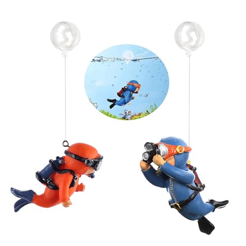 2Pcs Floating Fish Tank Decorations Little Diver Aquarium Decoration for Fish Tank Suitable for All Kinds of Fish Tanks Swimming Pool
