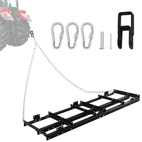 Drag Harrow Driveway Grader, 6FT Driveway Drag for Gravel Power Rake, Tow Behind Lawn Rake for ATV, UTV, Tractor, Mower, Yard Lawn Leveling Tool for Gravel, Sand, Soil and Hay