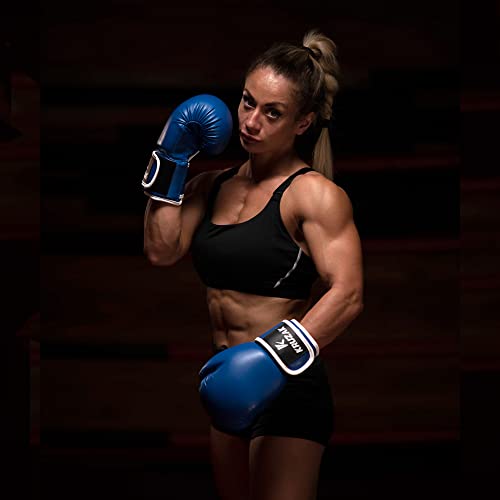 Kruzak Boxing Gloves for Men & Women, Sparring & Kickboxing Gloves, Muay Thai & MMA Gloves, 8-16 oz - color: Blue, size: 16 oz