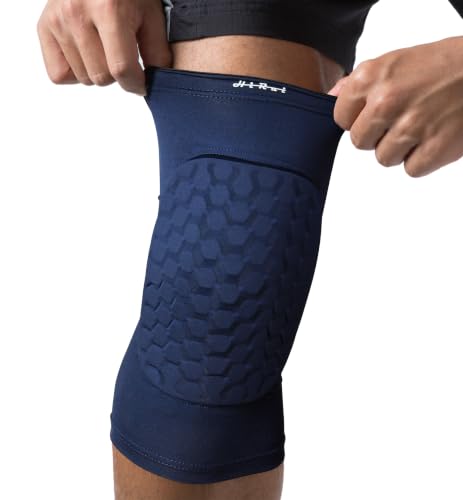 HiRui Knee Pads for Kids Youth Adult, Basketball Baseball Knee Brace Knee Support, Collision Avoidance Kneepad Compression Knee Sleeve for Volleyball Football Cycling Running (Navy Blue, XS)