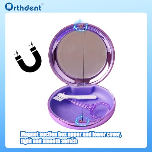 Solid Orthodontic Retainer Case Aligner and Retainer Case with Special Magnetic Closure 1 Pcs Retainer Case +1 Pcs Aligner Remover Hook +1Pcs Brush (Pink) - color: Pink