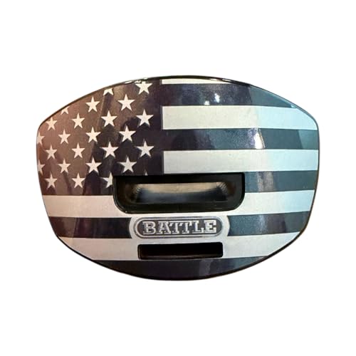 Battle Speed X Mouthguard | Interchangeable thick strap clicks securely from the back, Connected for tackle or strapless for flag, Large center venting - color: Usa Black Ops