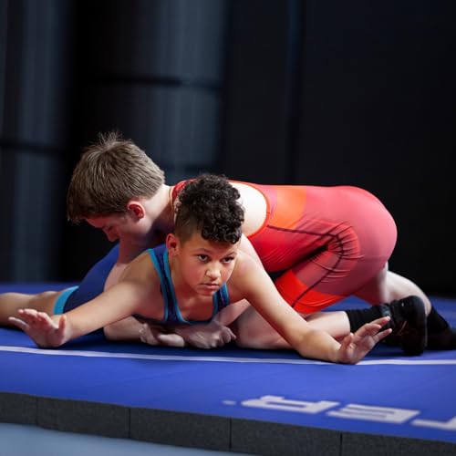 Meister FlexFloor Wrestling Mat - 10ft x 10ft Roll-Up Pro Training Mat for Home & Gym - color: Blue