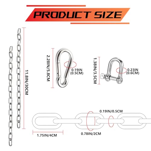 Stainless Steel Coil Chain,5MMx11.8 Inch Stainless Steel Chain - color: 11.8 IN, size: 5MM
