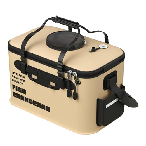 Live Fish Bucket - Fishing Bait Storage Container for Catch Holding Transport | Insulated Tank with Aerator Slot System, Portable Carry Handle for Outdoor Fishing Use 11.81x7.87x7.48 in