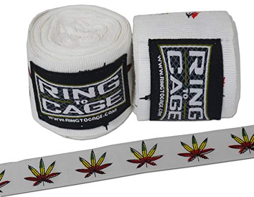 Ring to Cage Handwraps Mexican Style Stretchable- Patterned 180" Long - 23 Color Patterns - color: Rastafarian White