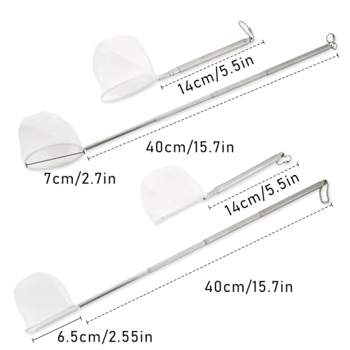 6 Pcs Fish Net for Fish Tank Extendable Stainless Steel Handle Small Tank Tool for Shrimp Bettas Brine (Square and Round)