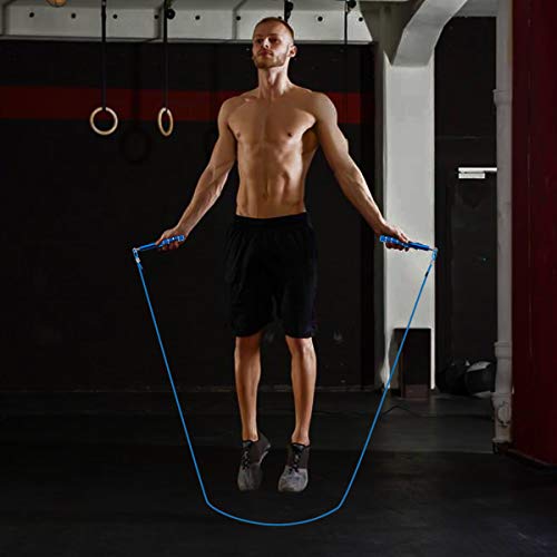 Jump Rope, Wastou Speed Jumping Rope for Training Fitness Exercise, Adjustable Adults Workout Skipping Rope for Men, Women, Kids, Girls - color: Blue