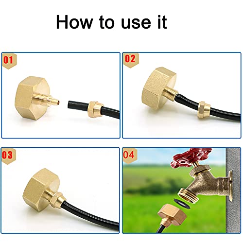 2 Pack Garden Hose Adapter, Solid Brass Standard 3/4" Female Thread to 1/4" Tube Adapter for Water Hose,Convert 3/4" Garden Hose to 1/4" Tube - size: 2 Sets 3/4" to 1/4" Adapter