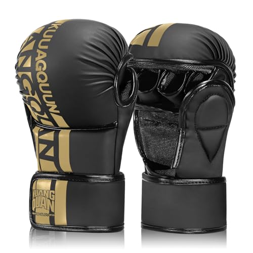 MMA Gloves for Sparring,Muay Thai,Training - color: Black-Gold, size: Medium