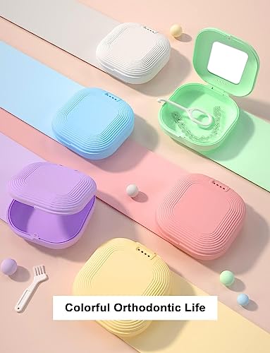 HEMILAB® Retainer Case, Slim Aligner Case with Vent Holes, Compatible with Invisalign, Mouth Guard Box with Retainer Removal Tool, Purple
