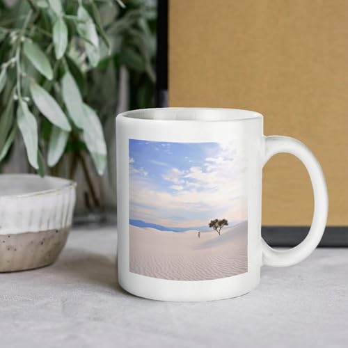 11oz White Ceramic Coffee Mug Funny Romantic White Sand Landscape Tea Cup Microwave & Dishwasher Safe, Lead-Free for Home Office Daily Use & Gifting - color: Romantic White Sand Landscape