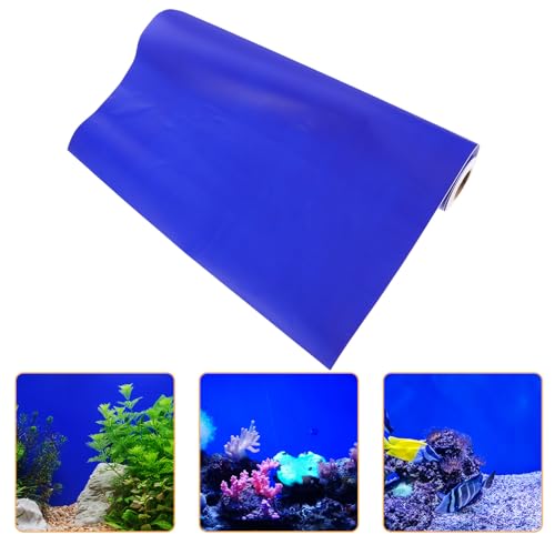 Aquarium Background Sticker Self-Adhesive Fish Tank Wallpaper Blue 45cm Height 10m Roll Underwater Scenery Decor for Fish Tank Aquatic Pets