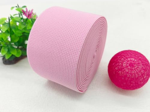 Pink Blue Wide Knit Elastic Band 3" x 5yd for Sewing - color: Pink