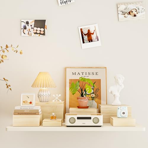 Wooden Display Risers,6PCS Jewelry and Accessories Risers for Jewelry Figurine 5in to 10in For Buffet Party Rustic Wood Cake & Cupcake Stands& Decor (Natural, 5IN to 10IN)