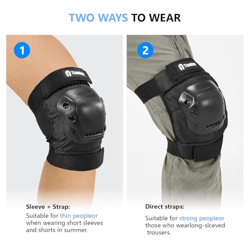 Tanden Skate Protective Gear Adult Knee Pads and Elbow Pads Set Wrist Guard - color: Black, size: Youth (9-15 years)
