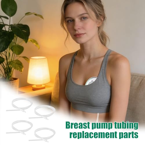 4pcs Replacement Tubing for Elvie Stride Pump, Silicone Breast Pump Tubing with Tube Connectors Replacement Parts for Elvie Stride, BPA-Free & Easy to Clean