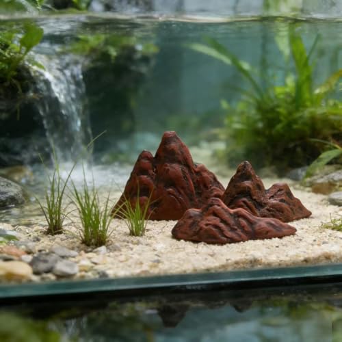 Aquarium Mountain Ornament: Miniature Ceramic Mountain View Decor Rockery Landscape Garden Accessories Fish Tank Decorations for Home Office Display
