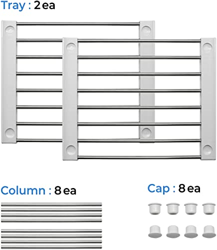 Cabinet Organizer Shelf, Set of 2 Stackable Kitchen Counter Shelves, Kitchen Cabinet Organizers and Storage, Pantry Storage Shelf Organizer, 9.8 x 7.8 x 6.1 - White