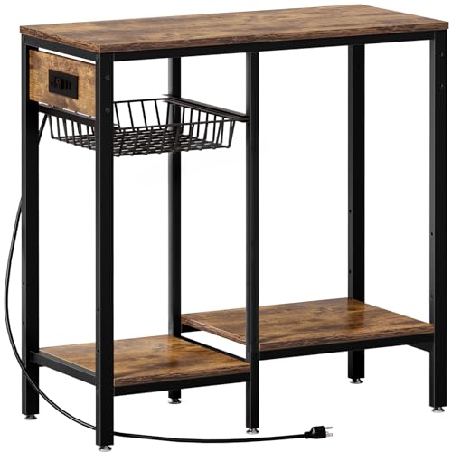 20 Gallon Fish Tank Stand with Power Outlet, Metal Aquarium Stand with Adjustable Shelves and Pull Out Wire Tray, Ample Storage for Fish Tanks Accessories, Reptile Tank Stands, Brown