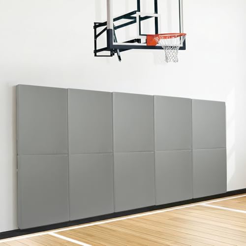 1-Piece Wall Pads for Gym, 2" Thick Wall Cushion Padding Basketball Court Garage Wall Mount Protector, 60" L x 24" W Anti Collision Exercise Mats for Basement Taekwondo - color: gray