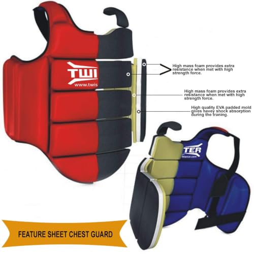 Karate Taekwondo Boxing Muay Thai MMA ChestGuard | Reversible Chest Protector | Martial Arts Upper Body Ribs Protection Pad - size: Small