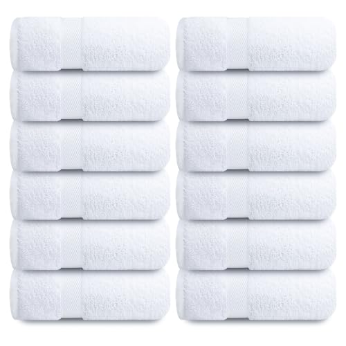 Infinitee Xclusives 100% Cotton Luxury Wash Cloths for Showering - 12 Pack - color: Brilliant White, size: Washcloths - 12 Pack