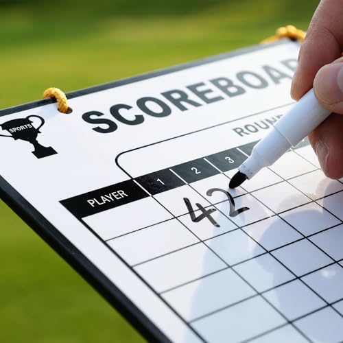 POPETPOP Golf Scorecard Board Erasable Hanging Dry Erase Score Card Boards Reusable with 1 Pen Game Score Keeper for Men Women Golfer, Family
