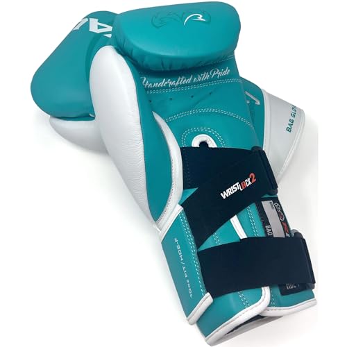 RIVAL Boxing RFX-Guerrero-V Bag Gloves, Multi-Layered Inner Foam Padding (HDEF), Premium Leather, Wrist Lock 2 System - color: Teal/White, size: 8 oz.