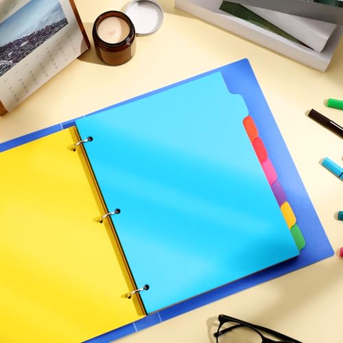 Harloon 30 Set 30 Set 3 Ring Binder Dividers with 8 Tabs, 1/8 Cut Tab Divider 3 Hole Punch 8.5 x 11 Inch Blank Index Binder Bulk 230 GSM Heavyweight Paper for School Class Office Home (Multicolor)