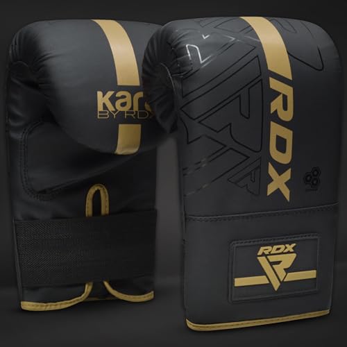 RDX Bag Gloves Boxing Punching Mitts, Maya Hide Leather, Padding, Ventilated Palm, MMA Heavy Punch Training, Muay Thai Kickboxing Focus Pads Double End Speed Ball Workout, Adult Men Women - color: Golden