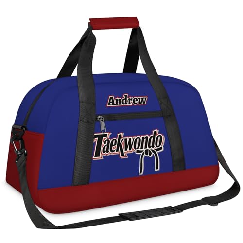 Custom Name Taekwondo Karate Duffle Bag for kids Boy Girls - Personalized Martial Arts Gear Bag, Water-Resistant Sparring Equipment Bag, Taekwondo Navy Red - color: Taekwondo Navy Red