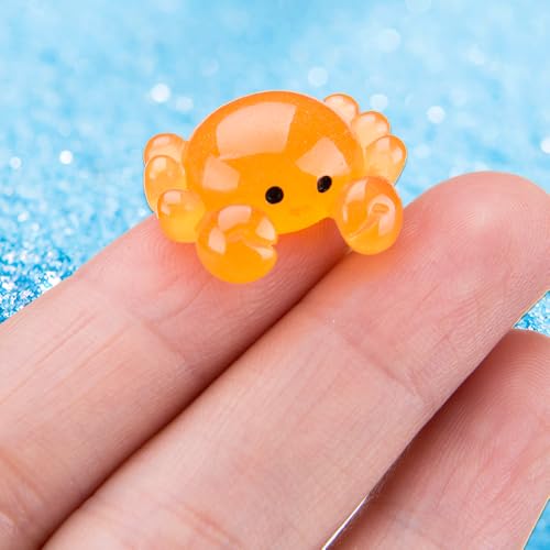 24Pcs Cute Mini Resin Crabs Glow in The Dark Crab Figurines Bulk for Crafts Marine Animal Decor for Moss Landscapes DIY Projects Desktop Ornaments