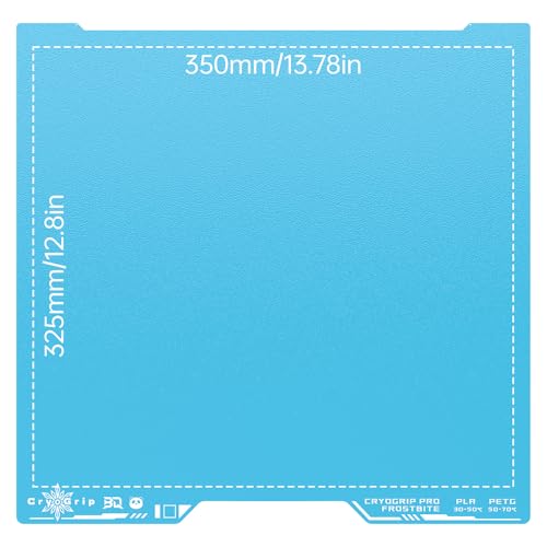 BIQU CryoGrip Pro Frostbite Build Plate for Bambu-Lab H2D H2S 3D Printers, Cold Plate, Room Temperature Printing, Double-Sided Textured Sheet, Print Area 350x325mm, 1 Piece - color: Frostbite-Blue, size: 346*355MM-H2D/S, style: Frostbite